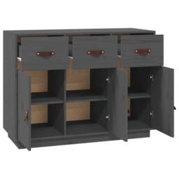 Berkfield Home Sideboard Grey 100x40x75 cm Solid Wood Pine - Size: 100 x 40 x 75 cm - thumbnail 5