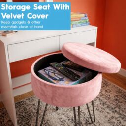 Harbour Housewares Wooden Dressing Table Set with LED Lights & Stool in Pink - thumbnail 9