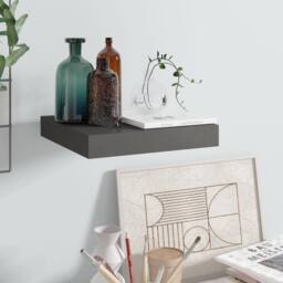 Berkfield Home Durable Floating Wall Shelf High Gloss Grey 23x23.5x3.8 cm MDF - thumbnail 2