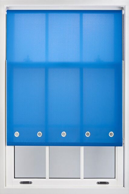 Furnished Blue Daylight Roller Blind with Chrome Round Eyelets - Trimmable Window Shade - Size: 180 cm width x 210 cm drop - image 1