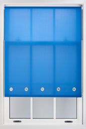 Furnished Blue Daylight Roller Blind with Chrome Round Eyelets - Trimmable Window Shade - Size: 180 cm width x 210 cm drop - thumbnail 1