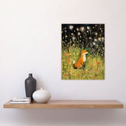 "Artery8 Fox In Wildflower Meadow Acrylic Painting Spring Evening Among Flowers Unframed Wall Art Print Poster Home Decor Premium - Size: W12"" x H16""" - thumbnail 4