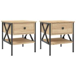 Berkfield Home Bedside Tables 2 pcs Sonoma Oak 40x42x45 cm Engineered Wood in Light Brown - Size: 40 x 42 x 45 cm - thumbnail 1
