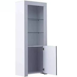 KORVIXA High Gloss Living Room Furniture LED Stand Tall Unit Cabinet in White - Size: 100 cm x 100 cm
