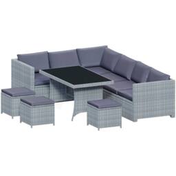 Home Discount 9Pc Garden Vida Belgrave 9 Seater Rattan Fabric UKFR Garden Furniture in Grey - thumbnail 6