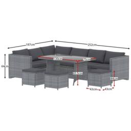 Home Discount 9Pc Garden Vida Belgrave 9 Seater Rattan Fabric UKFR Garden Furniture in Grey - thumbnail 2