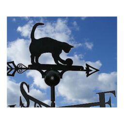 Poppyforge Cat & Ball Weathervane - W61 x H88 cm - Powder Coated Black - thumbnail 1