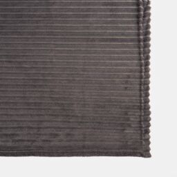 OHS Ribbed Fleece Throw Blanket Plush Travel Bedspread in Charcoal - thumbnail 4