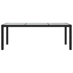 Berkfield Home Garden Table Black 190x90x75 cm Tempered Glass & Poly Rattan - Size: 190 x 90 x 75 cm - thumbnail 3
