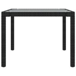 Berkfield Home Garden Table Black 190x90x75 cm Tempered Glass & Poly Rattan - Size: 190 x 90 x 75 cm - thumbnail 4