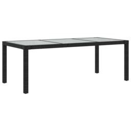 Berkfield Home Garden Table Black 190x90x75 cm Tempered Glass & Poly Rattan - Size: 190 x 90 x 75 cm - thumbnail 2