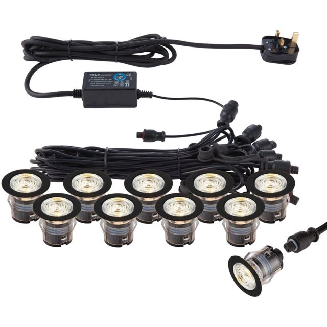Loops 35mm Recessed Decking Guide Light Kit - 10 x CCT LEDs - Stainless Steel in Metallics - image 1