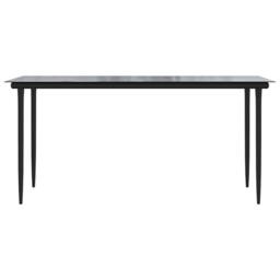 Berkfield Home 5 Piece Garden Dining Set Black Poly Rattan Glass - thumbnail 7