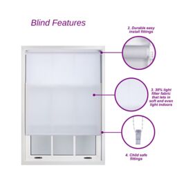 Furnished Daylight Roller Blind Trimmable Light Filtering Sheer Window Blinds in Cream - Size: 50 cm width x 165 cm drop - thumbnail 2