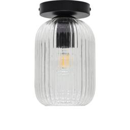 First Choice Lighting Set of 2 Batley - Clear Ribbed Glass Black Ceiling Light Fittings - thumbnail 2