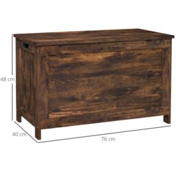 HOMCOM Storage Chest with 2 Safety Hinges, Storage Bench, Rustic Brown - thumbnail 3