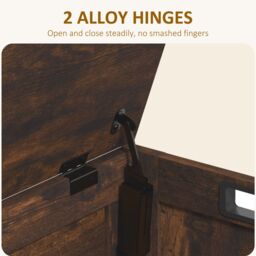 HOMCOM Storage Chest with 2 Safety Hinges, Storage Bench, Rustic Brown - thumbnail 6