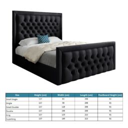 KDMD Napster Upholstered Soft Velvet Designer Bed Frame in Black - Size: Small Double - thumbnail 5