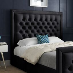 KDMD Napster Upholstered Soft Velvet Designer Bed Frame in Black - Size: Small Double - thumbnail 3