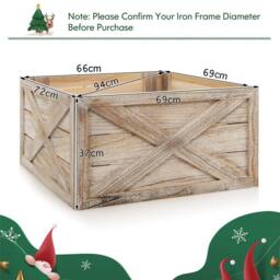 Gymax 100% Solid Wood Vintage Christmas Tree Collar Box Christmas Tree Skirt in Light Brown - thumbnail 2