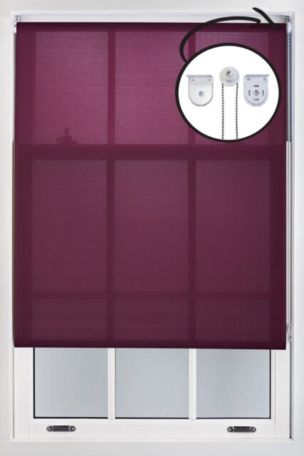 Furnished Aubergine Daylight Roller Blinds with Metal Fittings - Trimmable Window Shade - Size: 160 cm width x 210 cm drop