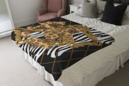 Benjamin Tate Design Zebra & Baroque Blanket in Natural - Size: 120 cm x 150 cm - thumbnail 3