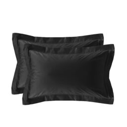 Snug City Luxury 200TC Oxford Border Pillowcase Pair Soft Feel in Black - Size: Standard Pillow Case - thumbnail 2