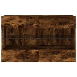 Berkfield Home TV Wall Cabinet with LED Lights Smoked Oak 98.5x30x60.5 cm in Brown - thumbnail 7