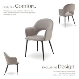 tectake Dining Chair Sasha Set Of 6 - Taupe - Size: 6 Pack - thumbnail 3