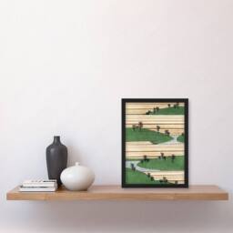 Artery8 Landscape Hills Pattern Retro Japan Framed Wall Art Print Bijutsukai in Green - Size: A4 - thumbnail 4