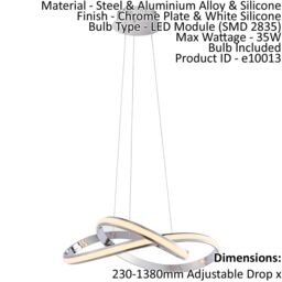Loops Ceiling Pendant Light Chrome Plate & White Silicone 35W LED Bulb Included - thumbnail 2