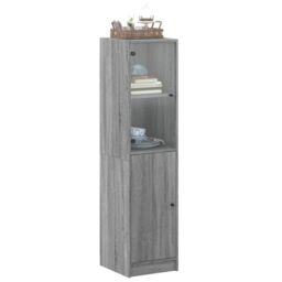 Berkfield Home Highboard with Glass Door Grey Sonoma 35x37x142 cm - Size: 35 x 37 x 142 cm - thumbnail 4