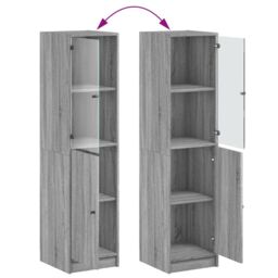 Berkfield Home Highboard with Glass Door Grey Sonoma 35x37x142 cm - Size: 35 x 37 x 142 cm - thumbnail 9