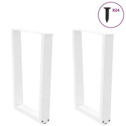 Berkfield Home Dining Table Legs V-Shape 2 pcs White 60x(72-73.3) cm Steel - thumbnail 4