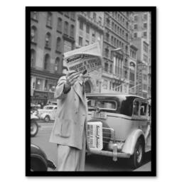 Artery8 Social Justice Newsboy Dorothea Lange Framed Wall Art Print in Grey - Size: A4 - thumbnail 1