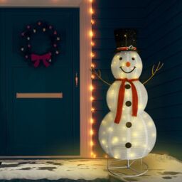 Berkfield Home Decorative Christmas Snowman Figure LED Luxury Fabric 180cm - thumbnail 1