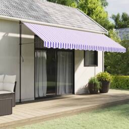 Berkfield Home Replacement Fabric for Awning Valance Blue & White Stripe 4.5 m