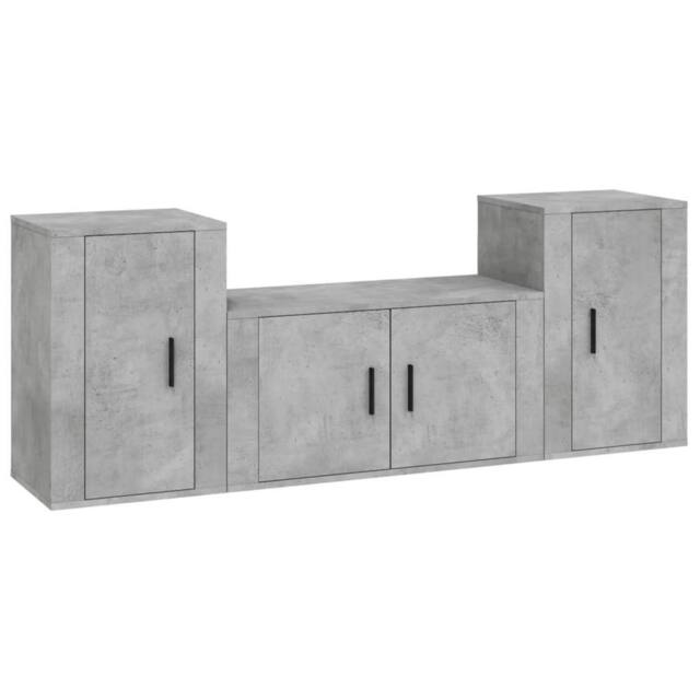 Berkfield Home 3 Piece TV Cabinet Set Concrete Grey Engineered Wood - image 1