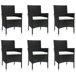 Berkfield Home 7 Piece Garden Dining Set with Cushions Black Poly Rattan - thumbnail 4