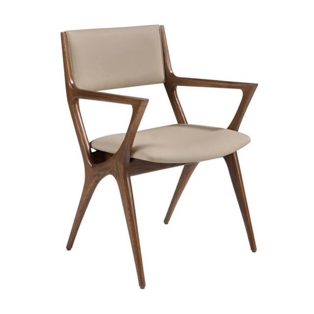 Angel Cerda Mink Leatherette Dining Chair with Walnut-Coloured in Beige - image 1