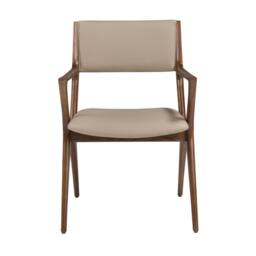 Angel Cerda Mink Leatherette Dining Chair with Walnut-Coloured in Beige - thumbnail 2