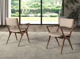 Angel Cerda Mink Leatherette Dining Chair with Walnut-Coloured in Beige - thumbnail 3
