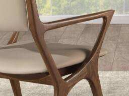 Angel Cerda Mink Leatherette Dining Chair with Walnut-Coloured in Beige - thumbnail 5