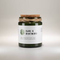 Serenityy Greenman Woodwick Soy Candle - Sage & Mintwood in Dark Green - Size: 0.5m x 1m - thumbnail 2