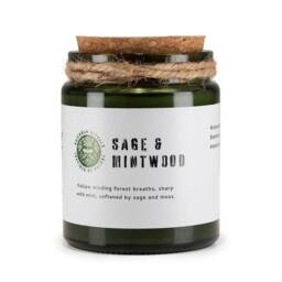Serenityy Greenman Woodwick Soy Candle - Sage & Mintwood in Dark Green - Size: 0.5m x 1m