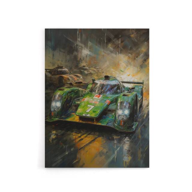 "Artery8 Futuristic Motorsport Car Racing Canvas Wall Art Print in Green - Size: W24"" x H32""" - image 1