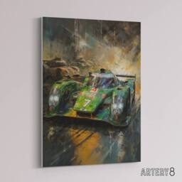"Artery8 Futuristic Motorsport Car Racing Canvas Wall Art Print in Green - Size: W24"" x H32""" - thumbnail 2