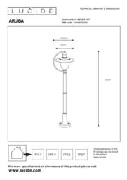 Lucide 'ARUBA' Dimmable Stylish Decorative Outdoor Bollard Lamp Post 1xE27 in Brown - thumbnail 4