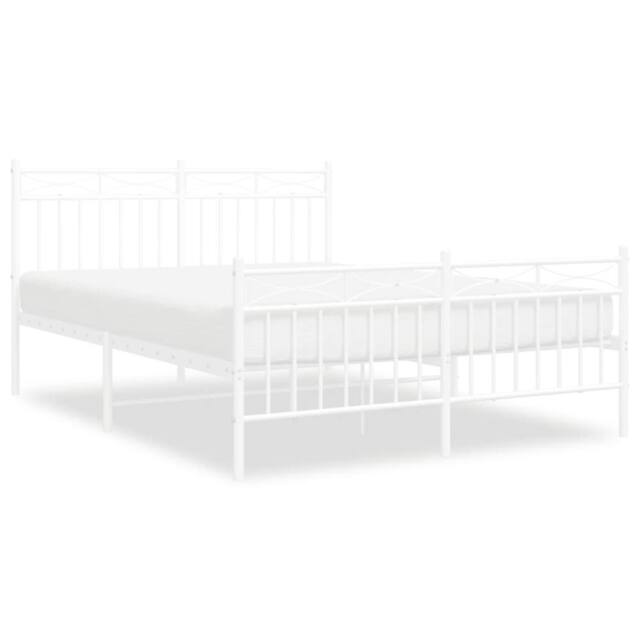 Berkfield Home Metal Bed Frame with Headboard & Footboard White 140x190 cm - image 1