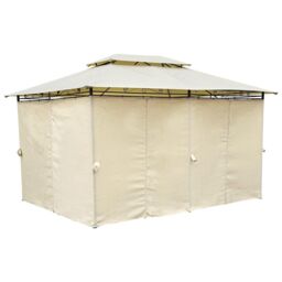 Charles Bentley 3M X 4M Steel Art Beige Gazebo With Side Curtains Marquee Tent - thumbnail 2